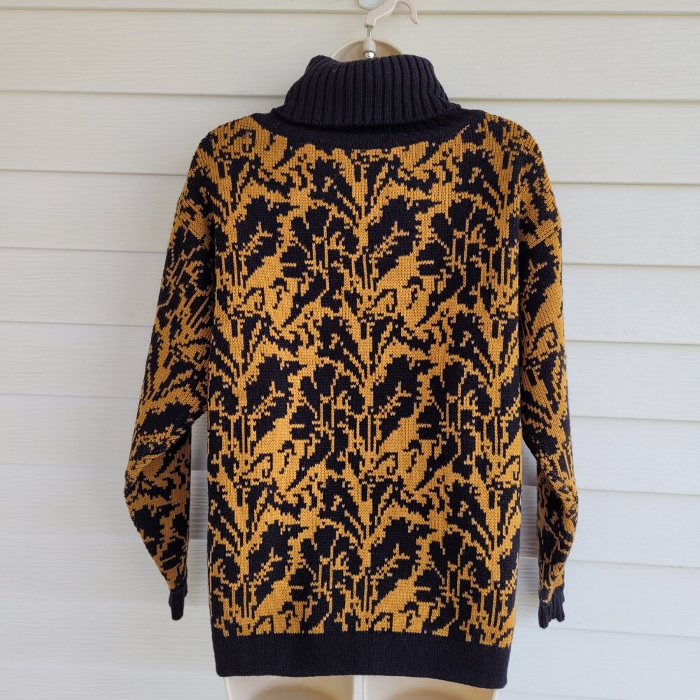 Vintage 90s Lindsey Blake gold and black turtleneck sweater - Picture 3 of 5